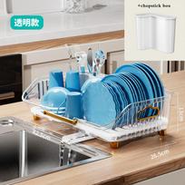 Luxury Dish Drying Rack Eco-friendly Drainer Rack With Drain Basket Tableware Bowl Organizer Kitchen Utensils Dish Storage Rack blue