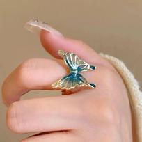 Chinese Style Vintage Green Butterfly Opening Adjustable Bracelet For Women  Temperament Bracelet Jewelry
