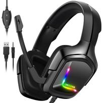 K20 3.5mm Wired RGB LED Headset with Microphone for PC Gamers Phone PS5 PS4 Wired Earphone HiFi Headphones 21*18.2*9.6cm juoda