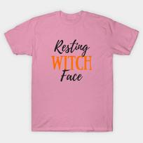 T Shirt Women Resting Witch Face Funny Halloween Tee Harajuku Print Kawaii Tshirt Summer Short Sleeve Female T-Shirt Top Tee S rožinė