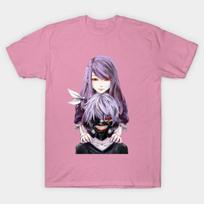 T Shirt Women Tokyo Ghoul Harajuku Print Kawaii Tshirt Summer Short Sleeve Female T-Shirt Top Tee S rožinė