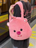 High Value Tote Bag Cute Little Beaver Loopy Commuter Big Bag Plush Shoulder Bag Handbag rožinė