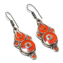 Red Coral Handmade Jewelry Earring 2.29  t1S41