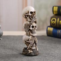 Skeleton character decoration ornaments terrifying skull resin handicraft small ornaments gray