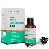 Dr. Sheth's Haldi & 2% hialurono rūgšties veido serumas | Su 1% niacinamido 0,1% kolageno peptido | Putli & elastinga oda | Unisex | 30 ml white