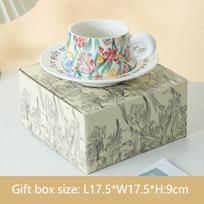 Fashionable Tulip Ceramic Mug Vintage Garden Coffee Cup and Saucer Flowers Tea Mug Set Household Tableware for Gift about 260ml balta