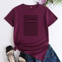 Summer Round Neck Printed Top Fashionable Casual Short Sleeved Women's Pure Cotton T-shirts S