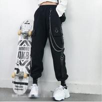 Corset Overalls Women Are Thin and High-waisted Autumn Handsome Black Pants Women Loose Straight Korean Version of The Trend To Send Chains XXXXXL juoda