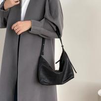 Lazy Style Plant Tanned Sheepskin Genuine Leather One Shoulder Underarm Bag Niche Vintage Soft Leather Crossbody Bag One Size juoda