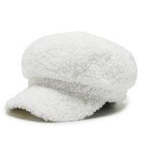 Lamb Wool Women Berets Hat Winter Vintage Cap Women'S Casual Pumpkin Hat Flat Beret Hats Peaky Blinders Peaked Cap balta