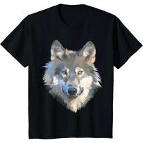 Realistic White Wolf Realistic Animal Print with Colors T-Shirt Cotton Mens T Shirts Four Seasons Tees Graphic T Shirts S gray