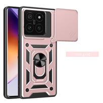 skirtas Xiaomi 14T Pro /14T Case Slide Camera Armor Protect Ring Stovo apsauga Telefono dangtelis, skirtas Xiaomi 14T Pro Capa Funda for Xiaomi 14T rožinio aukso spalvos
