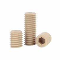 PEEK High-Temperature Resistant Hex Socket Headless Screw, Flat End Set with High-Strength Plastic Base M4 x 4
