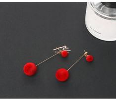 Auskarai 1 pora Moteriški temperamento naro kamuoliukai Dvipusiai ilgi auskarai raudona