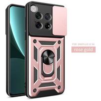 Skirta Oneplus 12 5G dėklas su magnetiniu žiedu Laikiklis Šarvuoti telefono dėklai Skirta One Plus 12 1+12 Oneplus12 5G Slenkančiu objektyvo apsaugos galiniu dangteliu For OnePlus 12 5G gray