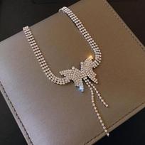 Luxury Crystal Choker Necklace for Women Water Drop Pendant Necklace Trend Weddings Jewelry Party Gifts sidabras