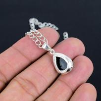 Juodo Onikso Pakabukas Rankų Darbo Puikiai Poliruotas 925 Sterlinginio Sidabro Pakabukas su Moderniu Dizainu Dovana Vestuvėms Nuotakai Padėkos Dienai juoda