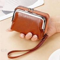 New Women's Wallet Wrist Strap Short Retro Style Coin Change Storage Bag Girls Portable Mini Card Holders Zipper Money Clip C03 ruda