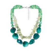 Vintage Irregular Green Resin Beaded Necklace Exaggerated Choker for Women Accessories