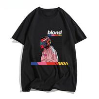 VYRIŠKI Marškinėliai Gražūs Marškinėliai Raidės Dizaino Pojūtis Manga/Komiksai Apvalia Iškirpte Viršūnės Frank O-ocean Blond R&B Muzikos Marškinėliai S juoda