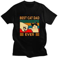 Mens Premium Tshirts Best Cat Dad Ever Paw Fist Bump Fit Vintage Cotton High Quality Black Casual Korean Fashion New Tshirt Tops XXXXXL balta