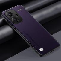Prabangus PU odinis dėklas Xiaomi Redmi Note 13 Pro Plus galiniam dangteliui, silikoninis pilnos apsaugos telefono dėklas Redmi Note 13 Pro+ Note 13 Pro Plus violetinė