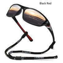 With Glasses Chain Polarized Sports Sunglasses Men Women Fishing Hiking Cycling Climbing Skiing Vintage Sport Sun Glasses UV400 black