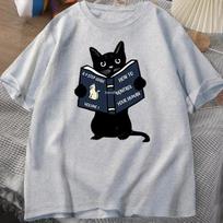 How To Control Your Human Reading Cat T Shirt Funny Men Women Cat Graphic T Shirts Oversized Short Sleeve Clothing T-shirt Tops S smėlis