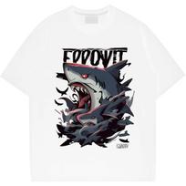 Wrathful Shark T-shirt Loose O-Neck Tops Hip Hop Style For Men‘s Clothes Graphic Printing Tshirt Fashion Oversize Street Tees S