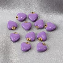 18K paauksuota širdelės pakabuko vėrinys - Nerūdijantis plienas, Rankų darbo DIY papuošalo aksesuaras 1 piece violetinė