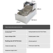 6L Single Cylinder Electric Deep Fryer with Thermostat and Timer for Commercial Use gray