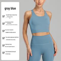 Women's High-Impact Seamless Sports Bra - Large Size Shockproof Yoga Vest 2XL pilkai mėlyna spalva