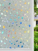 Vitražo langų plėvelė - 3D vaivorykštės privatumo UV blokavimas, šilumos kontrolė, statinis ne lipnus nuimamas vinilo atspalvis 30x100 cm gray