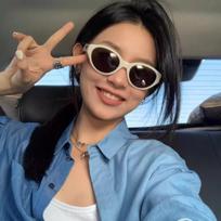Retro Beige Frame Sunglasses For Women'S Senior Sense Square Round Face Polarized Sunglasses Vacation Uv Protection sunglasses beige