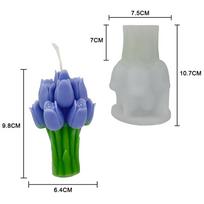 3D Levandų Tulpių Puokštės Aromatinė Žvakė Silikoninė Forma PASIDARYK PATS Valentino Dienos Dovanos Gėlių Ornamentų Formos Rankų Darbo Muilo Forma gray