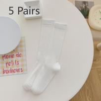 5 Pairs of Women's Summer Thin Ballet Style Mesh Breathable Mid Tube Stack Socks 5 Pairs balta