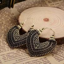 Ethnic Vintage Jewelry Carving Hollow Gypsy Big Heart Dangle Drop Carved Indian Fashion Earrings Accessories for Women Gifts auksas