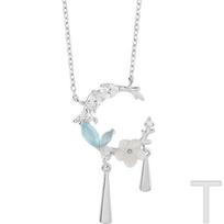 Moon-shaped flower branches with diamonds, water droplets, fringed necklace ins niche design, sweet temperament, collarbone chain white