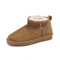 Weiwei girl 2913-3 platform short boots winter fur integrated snow boots short tube thickened velvet cotton shoes women 35 kaštoninė