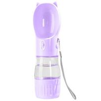 380ML Pet Dog Water Bottle Food Feeder for Small Medium Dogs 2 In 1 Travel Puppy Cats Water Container Outdoor Yorkie Drinker Supplies One Size violetinė