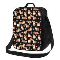 Animal Corgi Lunch Box for Kids Girls Boys Cute Dog Insulated Lunch Bag Cooler Bento Tote Bags with Adjustable Shoulder Strap 26.5x20x11.5CM smėlis