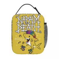 Lunch Boxes Napalm Death Punk Shark Accessories Grindcore Band Lunch Food Box Y2K Thermal Cooler Bento Box For School 26x21x11CM