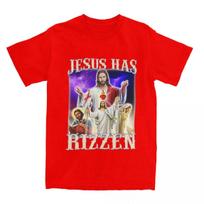 Men Women Jesus Has Rizzen Rizz Humor Christ Gag Gift T-Shirts Apparel Cotton Funny Catholic Jesus Meme T Shirts Tee Clothes Unisex XL