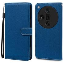 For OPPO Find X7 Case Leather Wallet Flip Case For OPPO Find X7 Ultra Case Soft Silicone Cover Coque Fundas Shell For Find X7 tamsiai mėlyna spalva