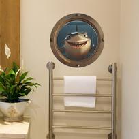 Cartoon Boat Porthole Ocean Shark Bedroom Living Room Home Wall Background Beautification Decoration Wall Stickers 29*29cm/fun-f559
