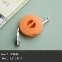 Pasukamas Apvalus Ausinių Vyniotuvas Mobiliojo Telefono Duomenų Kabelio Įkroviklio Laido Laikymo Dėžutė Automatinis USB Laido Reguliuojamas Kabelių Laikiklis oranžinė