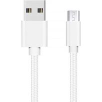 Cable for Samsung Galaxy A10,A6-A7-J6 2018,A3-A5-J7-J5-J3 2016-2017,S7-Micro USB Cable Nylon Braided Silver White [Phonillico®]