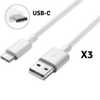 [Suderinamas su Sony Xperia XZ-XZ1-XZ2-PREMIUM-COMPACT] 3 laidų rinkinys USB-C tipo Baltas įkroviklis Micro USB prievadas 1 metras [Phonillico®]