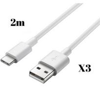 2 Meter USB-C Cable for Samsung Galaxy TAB A7 10.4 2020 - A 8.4 2020 - A 10.1 2019 - S6 2019 - S6 LITE 2020 [LOT 3] Phonillico® balta
