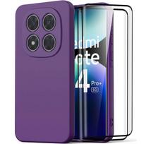 Case for Xiaomi Redmi Note 14 Pro Plus 5G - Dark Purple + 2 Tempered Glass - EFConnection®